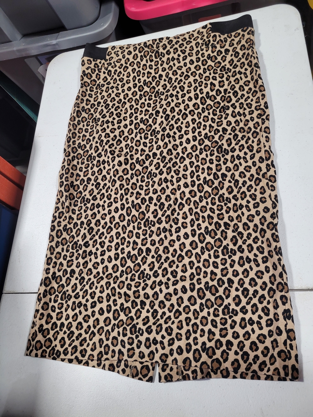 Context Leopard Print Pencil Skirt - Black & Tan
